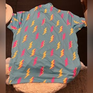 Chubbies Blue Shirt with Pink and Yellow Lightning Bolts